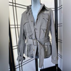 Military style jacket with ornate back design